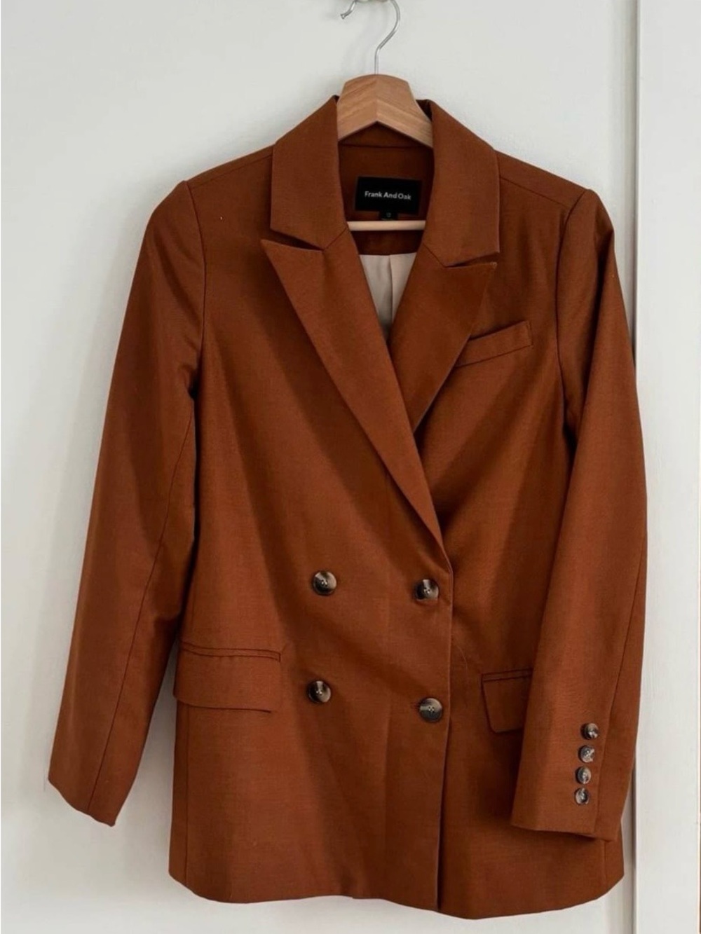 Frank & Oak Women's Double-Breasted Burnt Orange Blazer